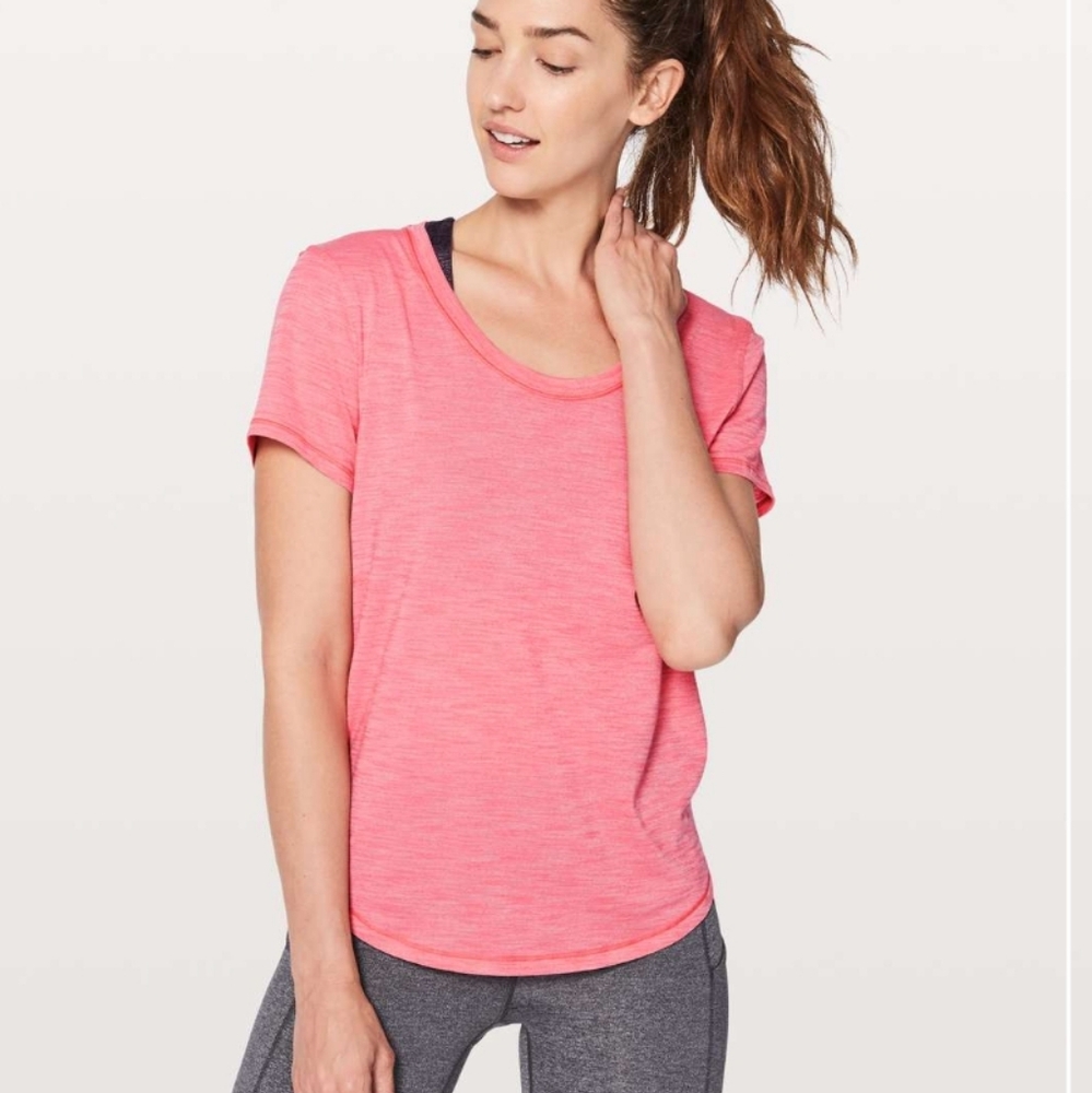Lululemon Meant To Move Tee Pink Heathered Lightweight Athletic Top Size 10